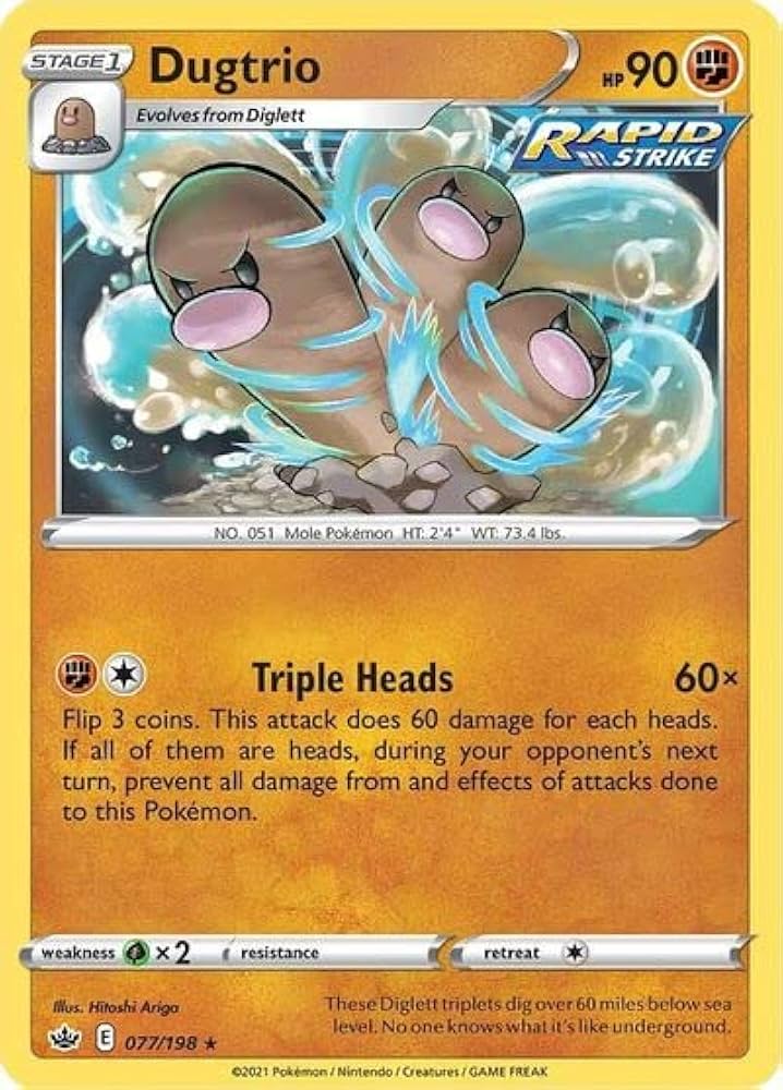 Amazon.com: Dugtrio - 077/198 - Rare - Sword & Shield